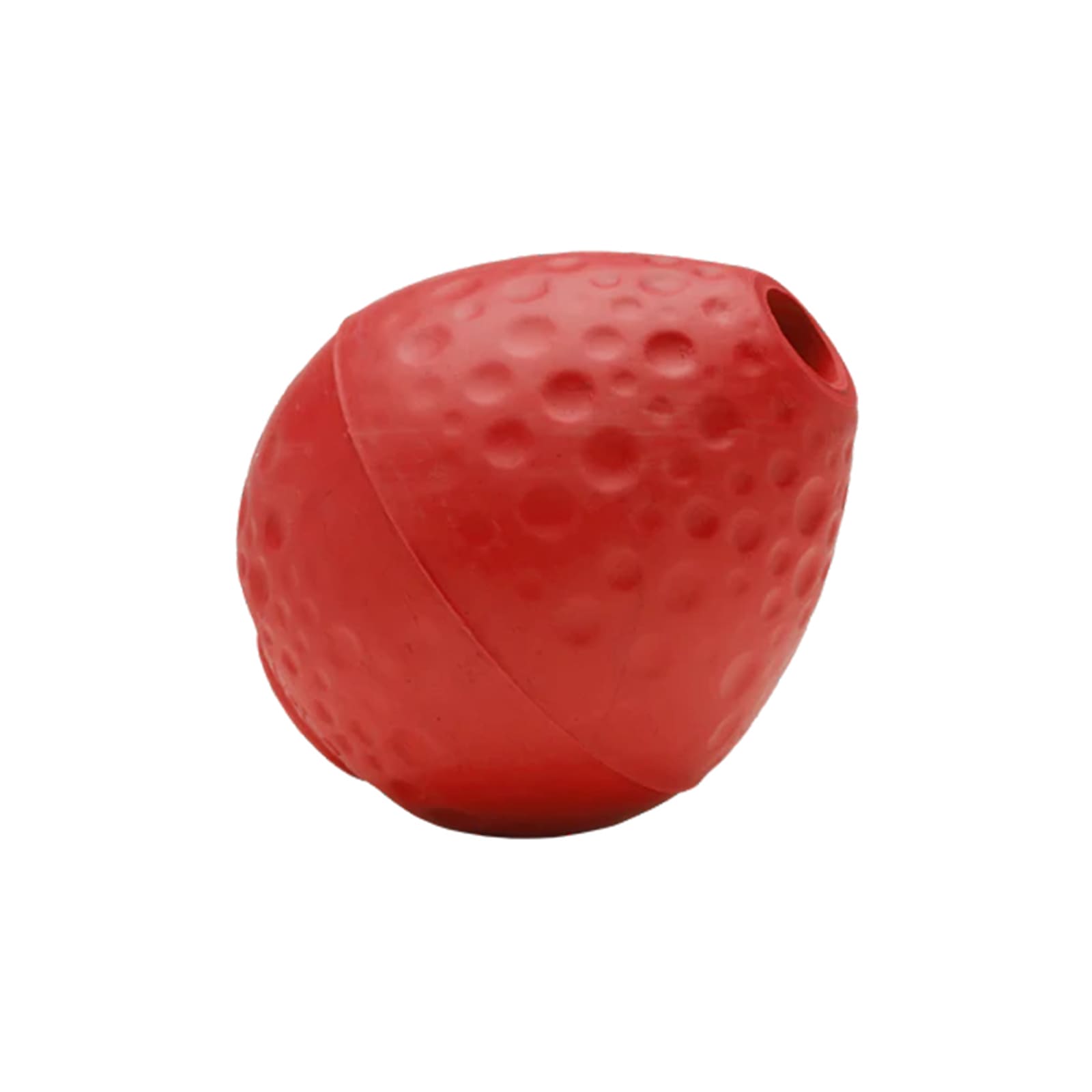 Zitronenförmiges rotes Spielzeug mit Loch