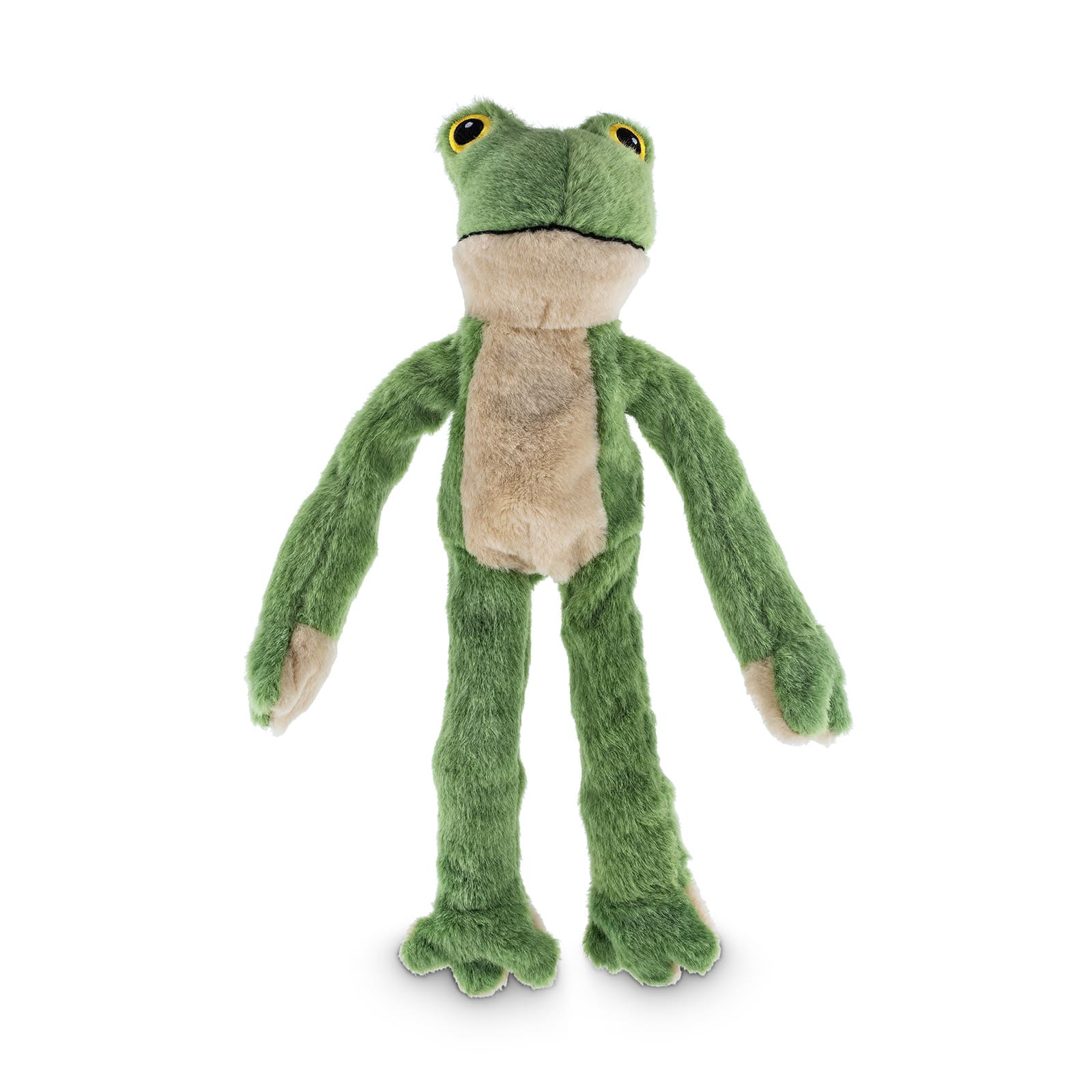 Grüner Frosch mit langen Armen und Beinen.